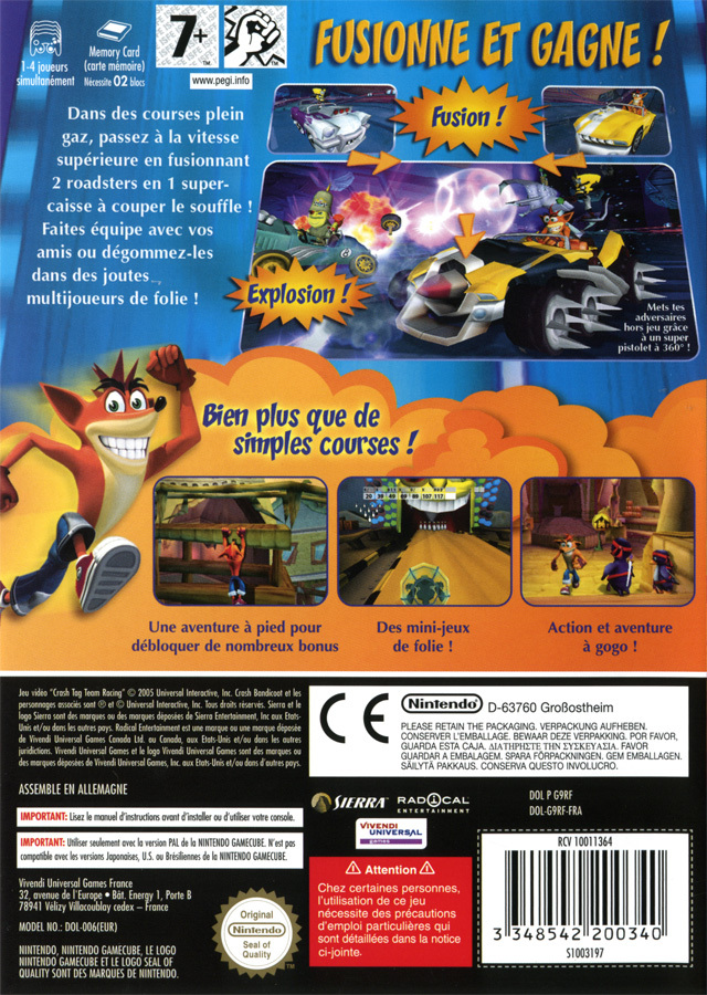 Jeux Vidéo Crash Tag Team Racing Game Cube