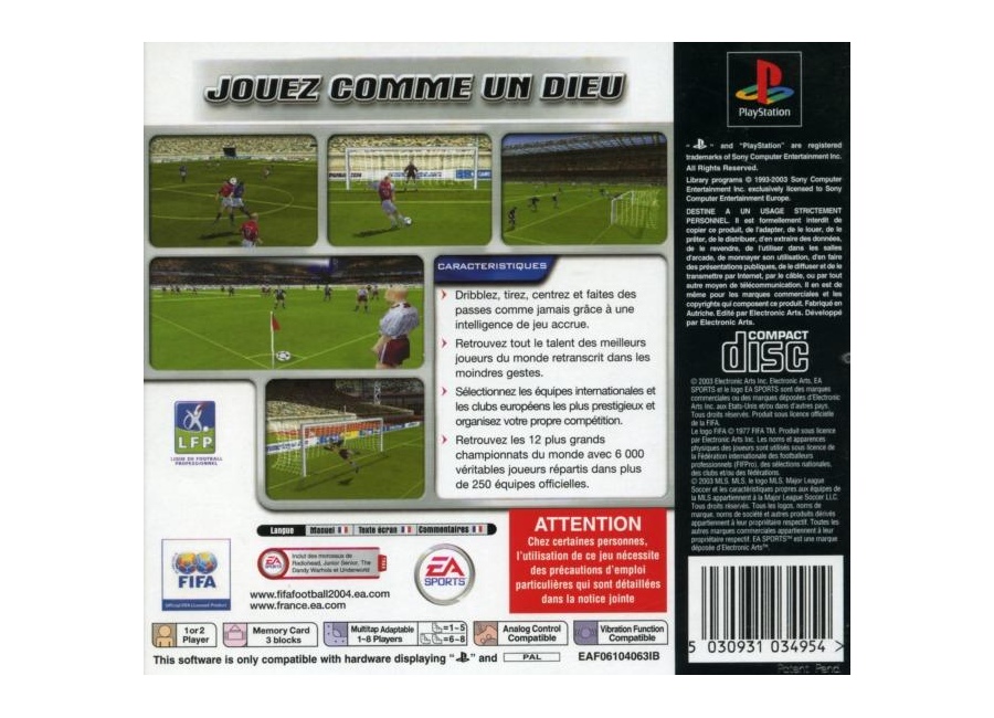 fifa football 2004 ps1