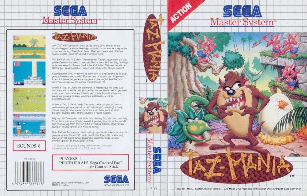 Jeux Vidéo Taz-Mania Master System
