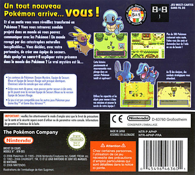 Pokémon Donjon Mystere Equipe De Secours Bleue Ds