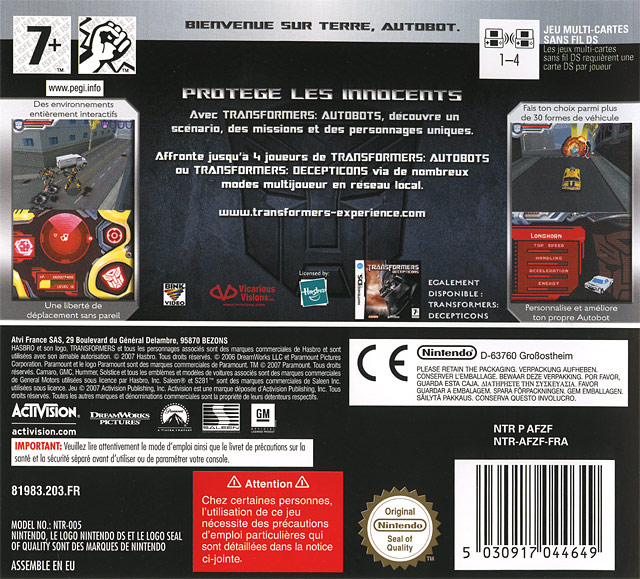 Jeux Vidéo Transformers Autobots Ds