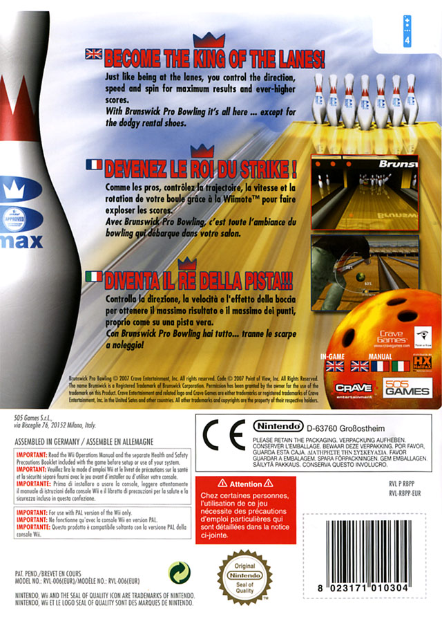 Jeux Vidéo Brunswick Pro Bowling Wii