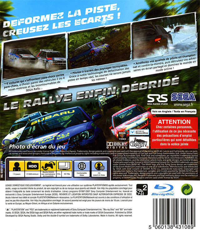Jeux Vidéo Sega Rally PlayStation 3 (PS3) d