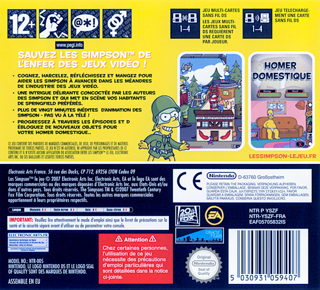 Jeux Vidéo Les Simpsons Le Jeu Ds