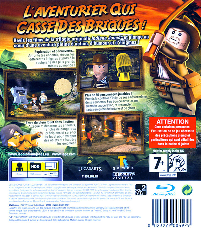 Jeux Vidéo Lego Indiana Jones La Trilogie Originale PlayStation 3 (PS3)