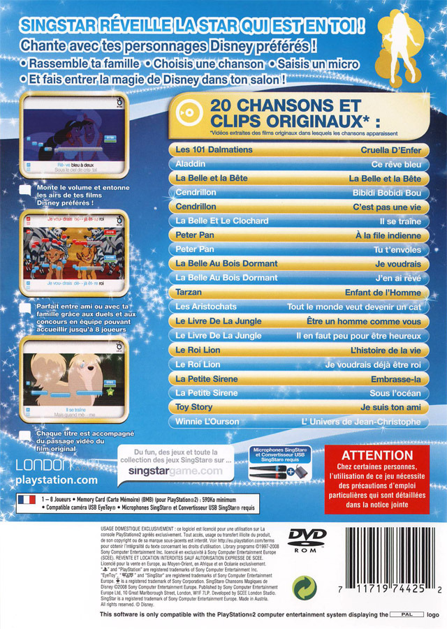 Jeux Vidéo Singstar Chansons Magiques De Disney PlayStation 2 (PS2)