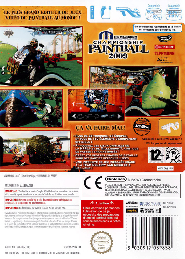 Jeux Vidéo Millennium Championship Paintball 2009 Wii d'occasion