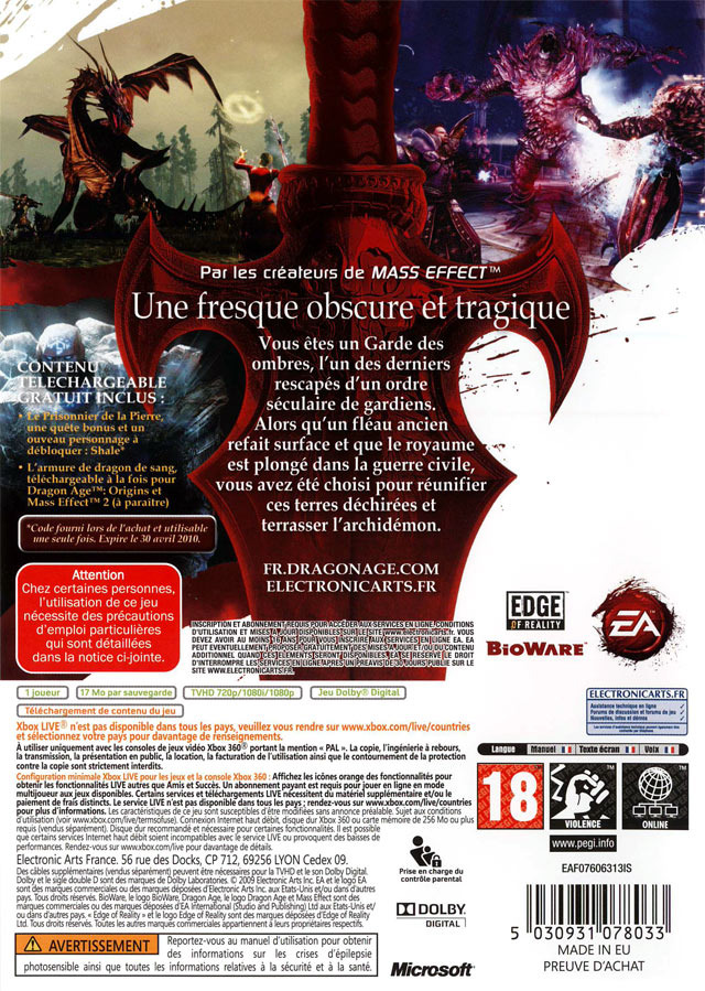 Jeux Vidéo Dragon Age Origins Xbox 360