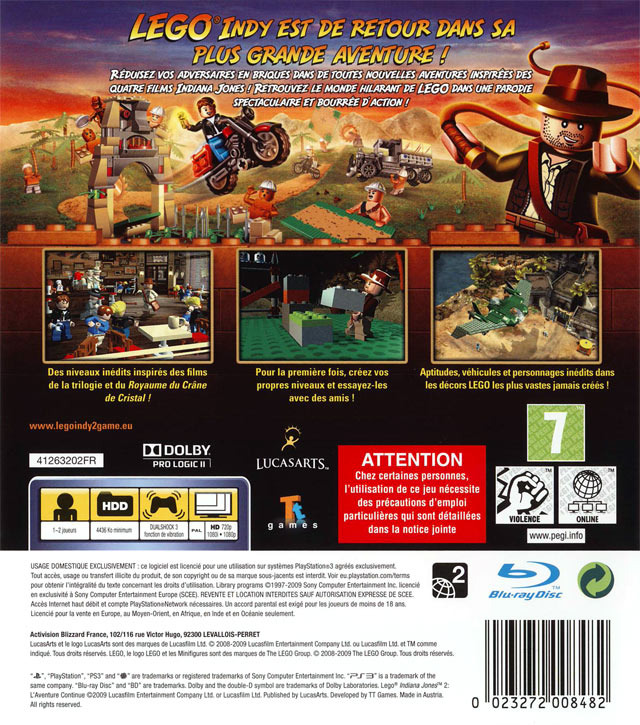 Jeux Vidéo Lego Indiana Jones 2 L'Aventure Continue PlayStation 3 (PS3)