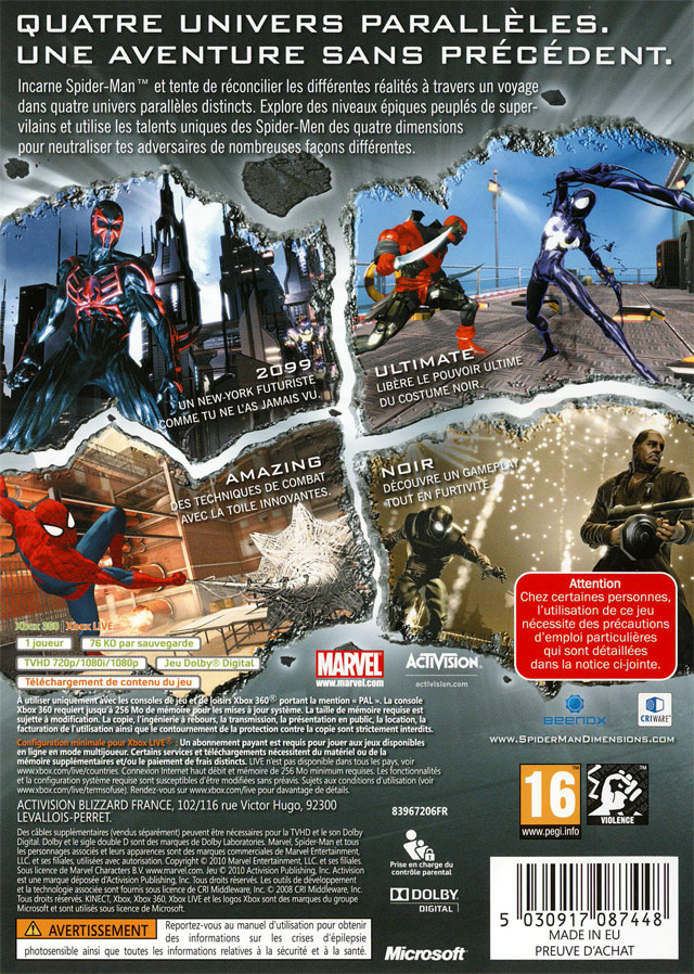 Jeux Vidéo Spider-Man Dimensions Xbox 360
