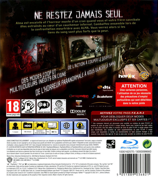Jeux Vidéo F.3.A.R. (Pass Online) PlayStation 3 (PS3)