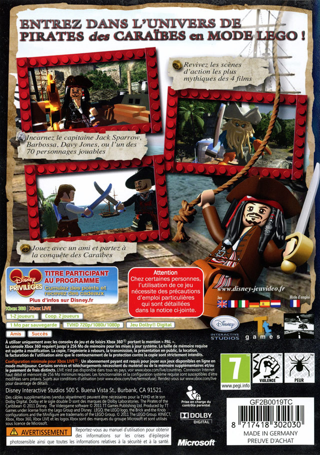 Jeux Vidéo Lego Pirates Des Caraïbes Le Jeu Vidéo Xbox 360
