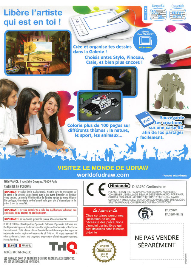Jeux Vidéo Udraw Studio + Tablette Wii