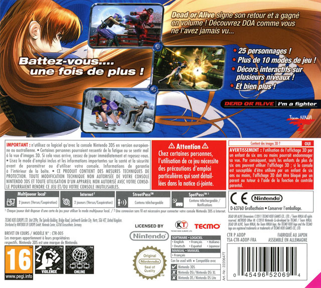 Jeux Vidéo Dead Or Alive Dimensions 3DS