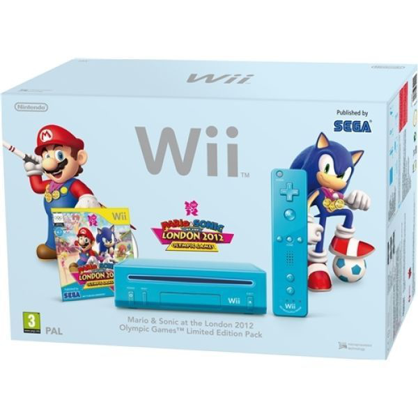 Console Nintendo Wii Bleu + 1 Manette + Mario & Sonic Aux Jeux Olympiques De Londres 2012