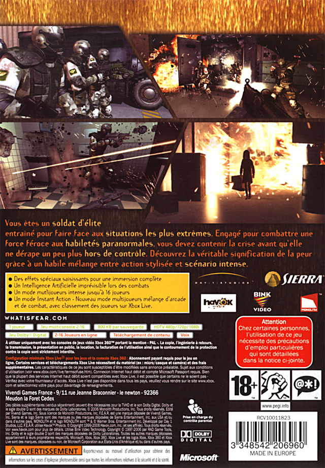 Jeux Vidéo F.E.A.R. (Fear) Xbox 360