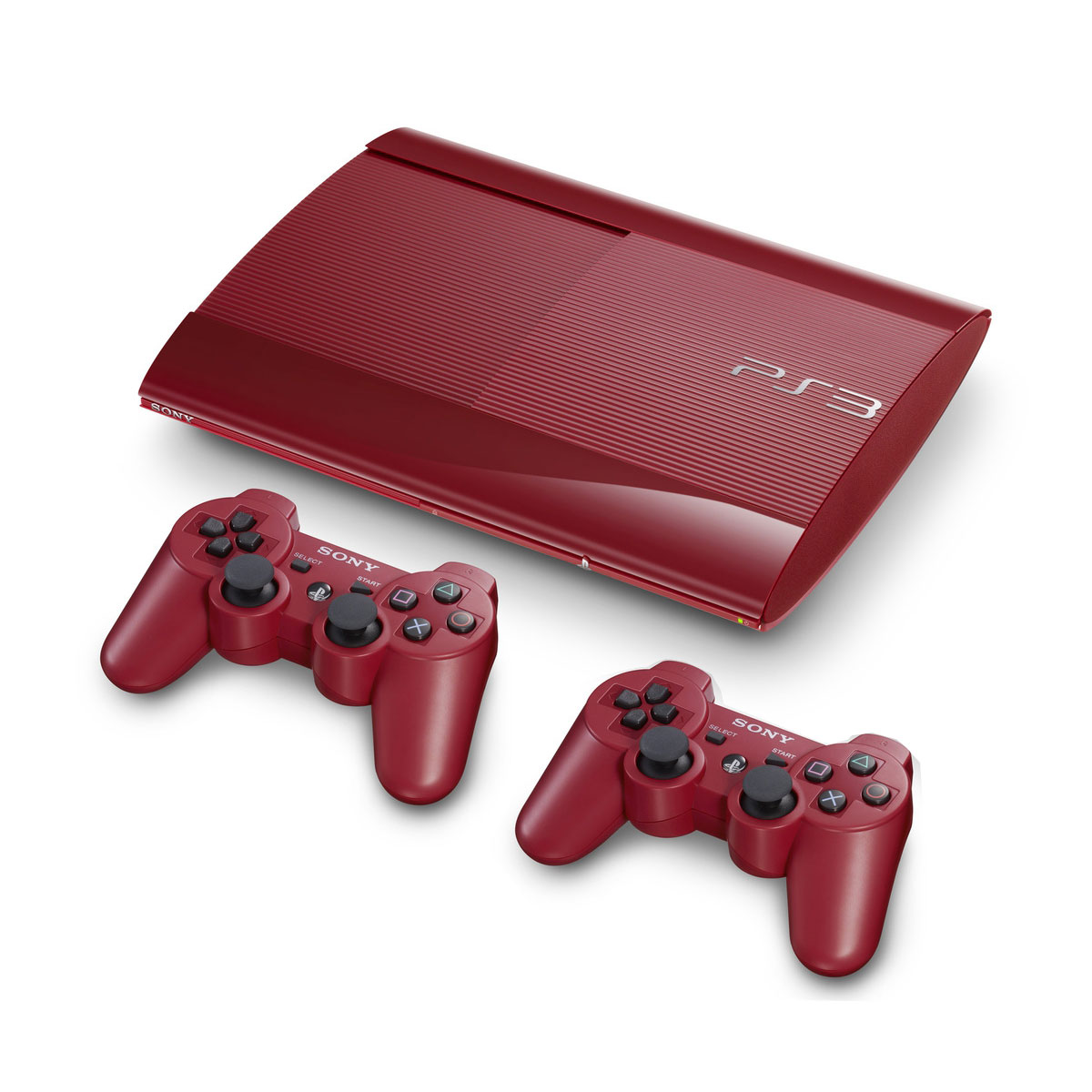 Console Sony Ps3 Ultra Slim Rouge 500 Go + 2 Manettes