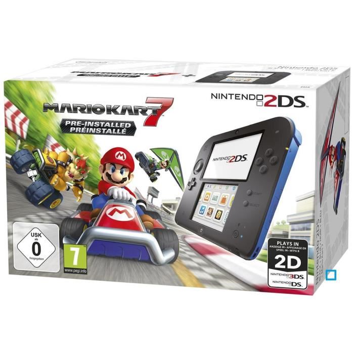 Console Nintendo 2Ds Noir Bleu + Mario Kart 7
