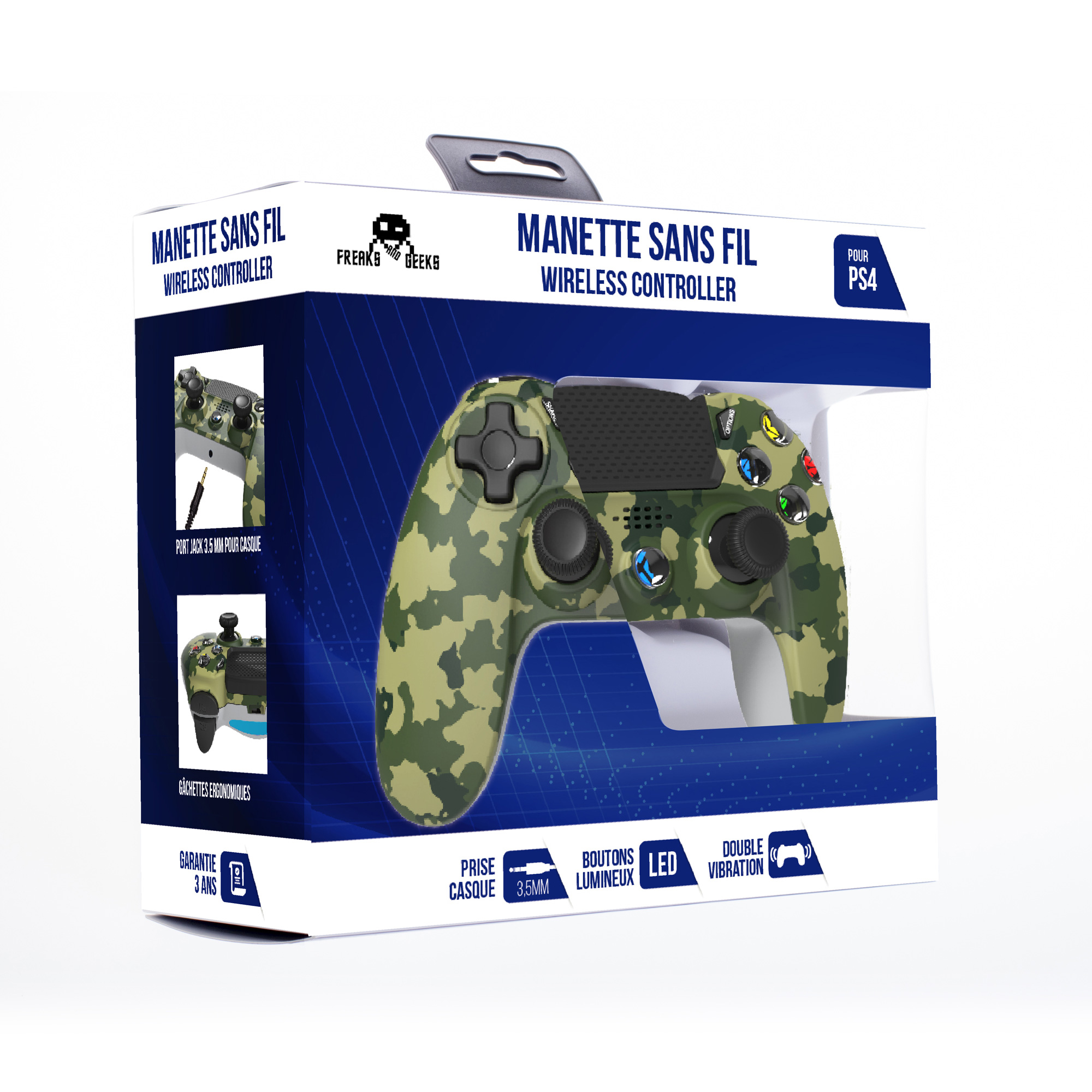 Acc. De Jeux Vidéo Freaks And Geeks Manette Sans Fil Camo Vert PS4