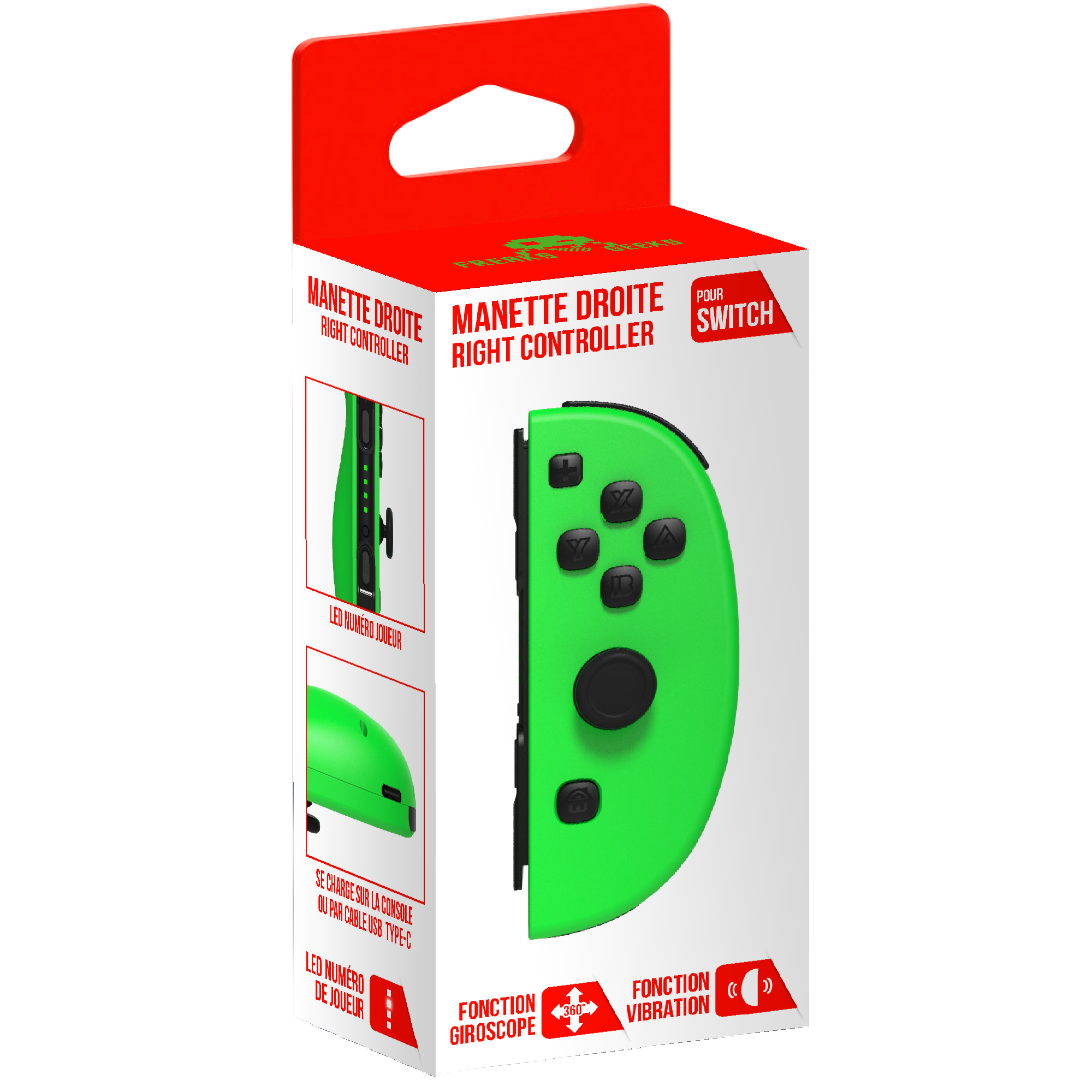 Acc. De Jeux Vidéo Freaks And Geeks Joycon Droit Vert Nintendo Switch