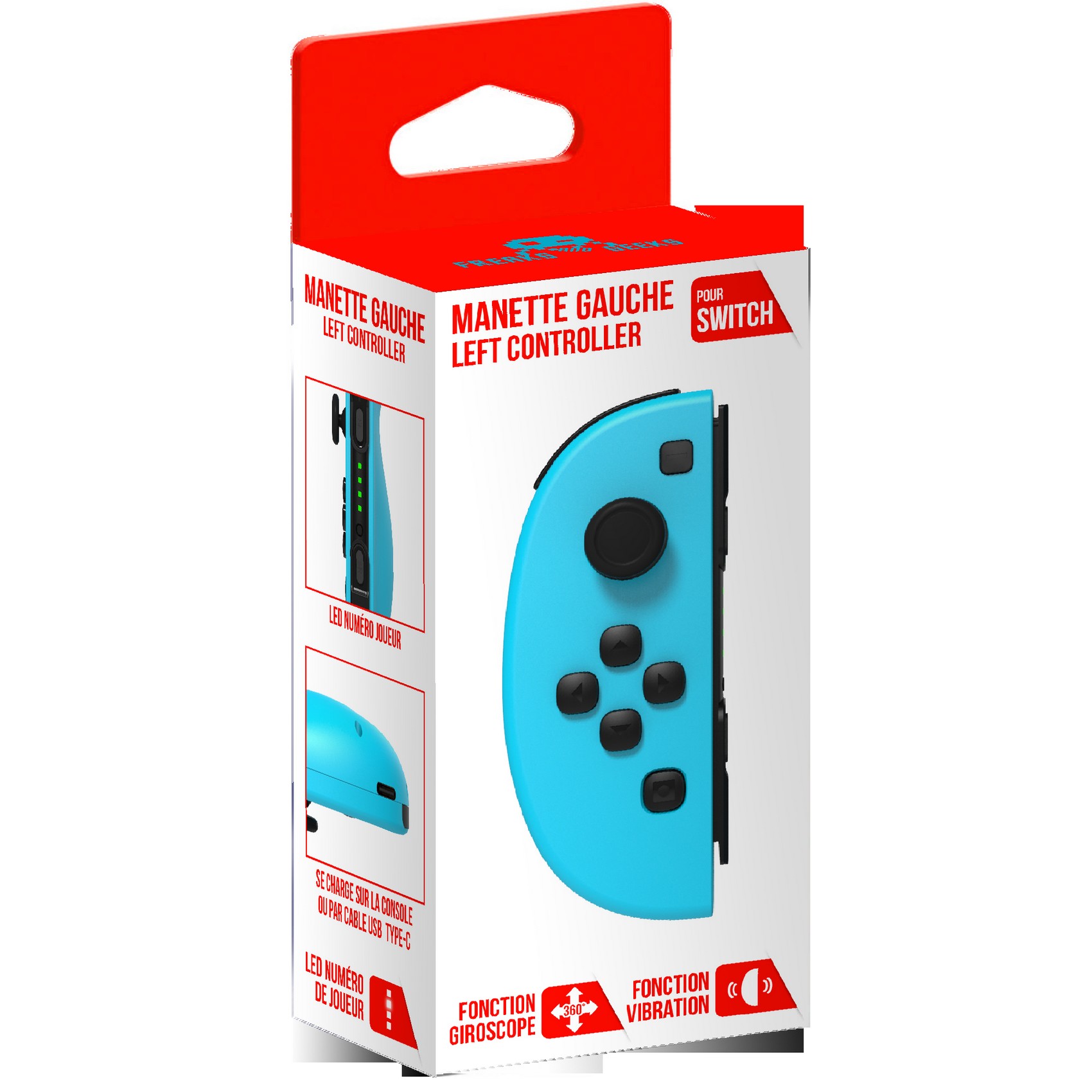 Acc. De Jeux Vidéo Freaks And Geeks Joycon Gauche Bleu Turquoise Nintendo Switch