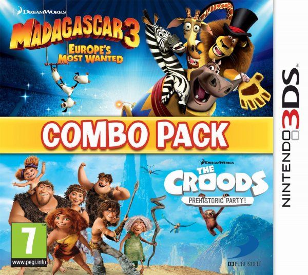 Non Signe Jeux Vidéo Combo Pack Madagascar 3 Bons Baisers D'Europe + Les Croods Fête Préhistorique 3DS