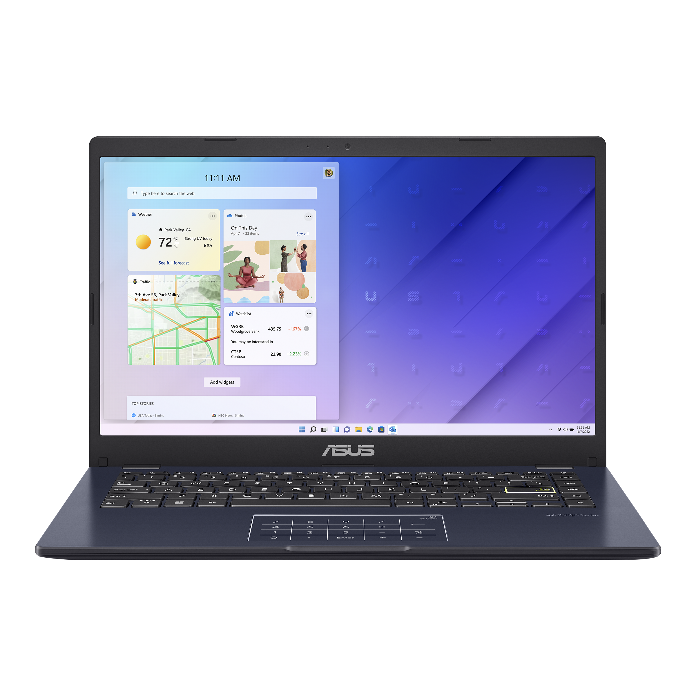 Ordinateurs Portables Asus Vivobook E410Mab-E410Ma Intel Pentium 4 Go Ram 125 Go SSD 13.9"
