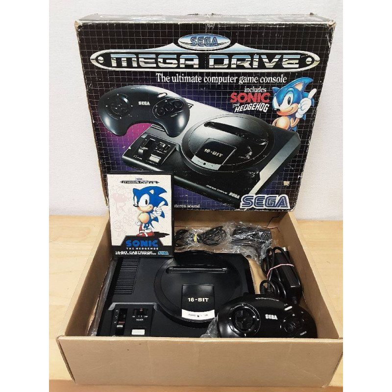 Console Sega Mega Drive Noir + 2 Manettes + Sonic The Hedgehog